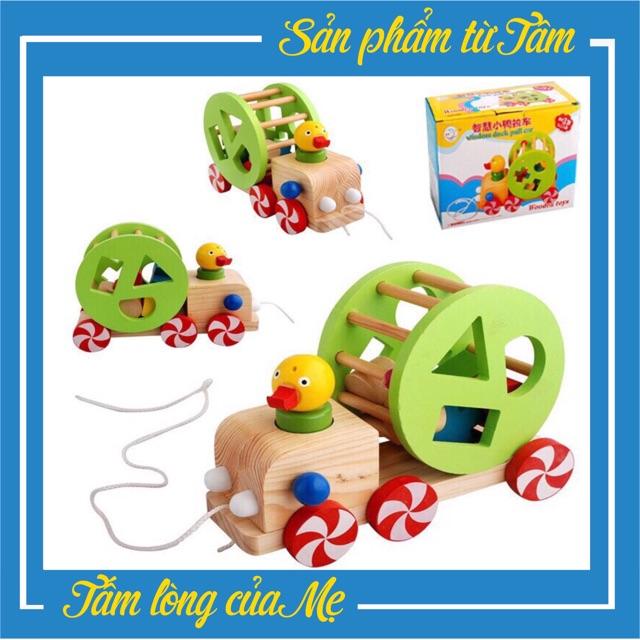 Xe Kéo Vịt Thả Hình Đồ Chơi Gỗ,Xe Kéo Thả Hình Con Vịt Giúp Bé Học Hình Khối Và Khám Phá Chuyển Động,Đồ Chơi Thông Minh