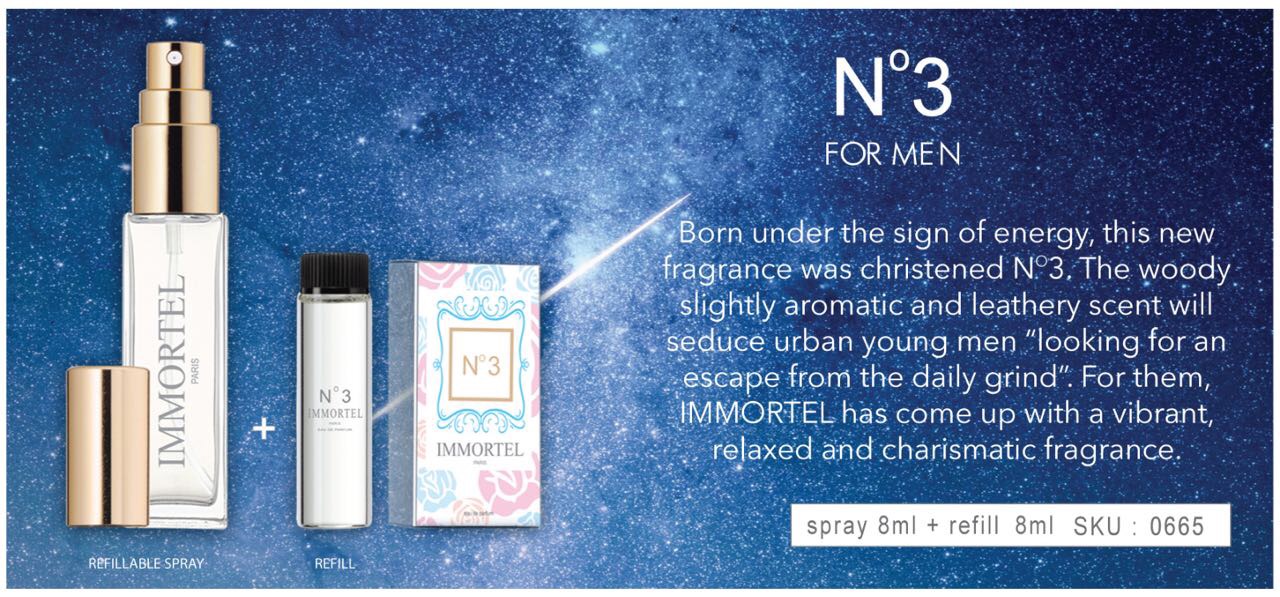 Nước Hoa IMMORTEL No 3 (GỒM CHAI XỊT 8 ml + CHAI NẠP 12 ml) Eau De Parfum