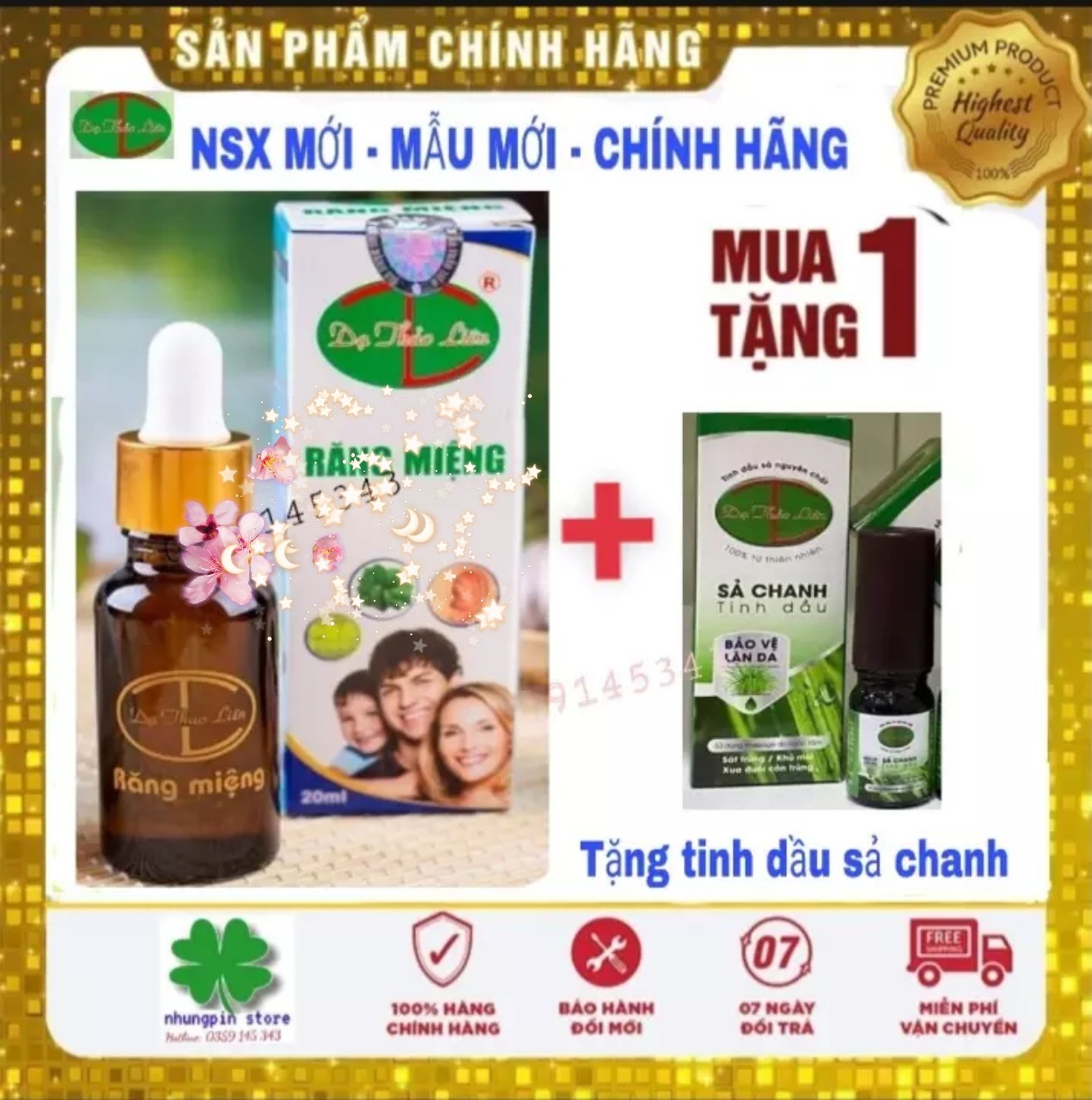 (Tặng tinh dầu sả chanh) Răng miệng -Dạ -Thảo -Liên  chính hãng 20ml
