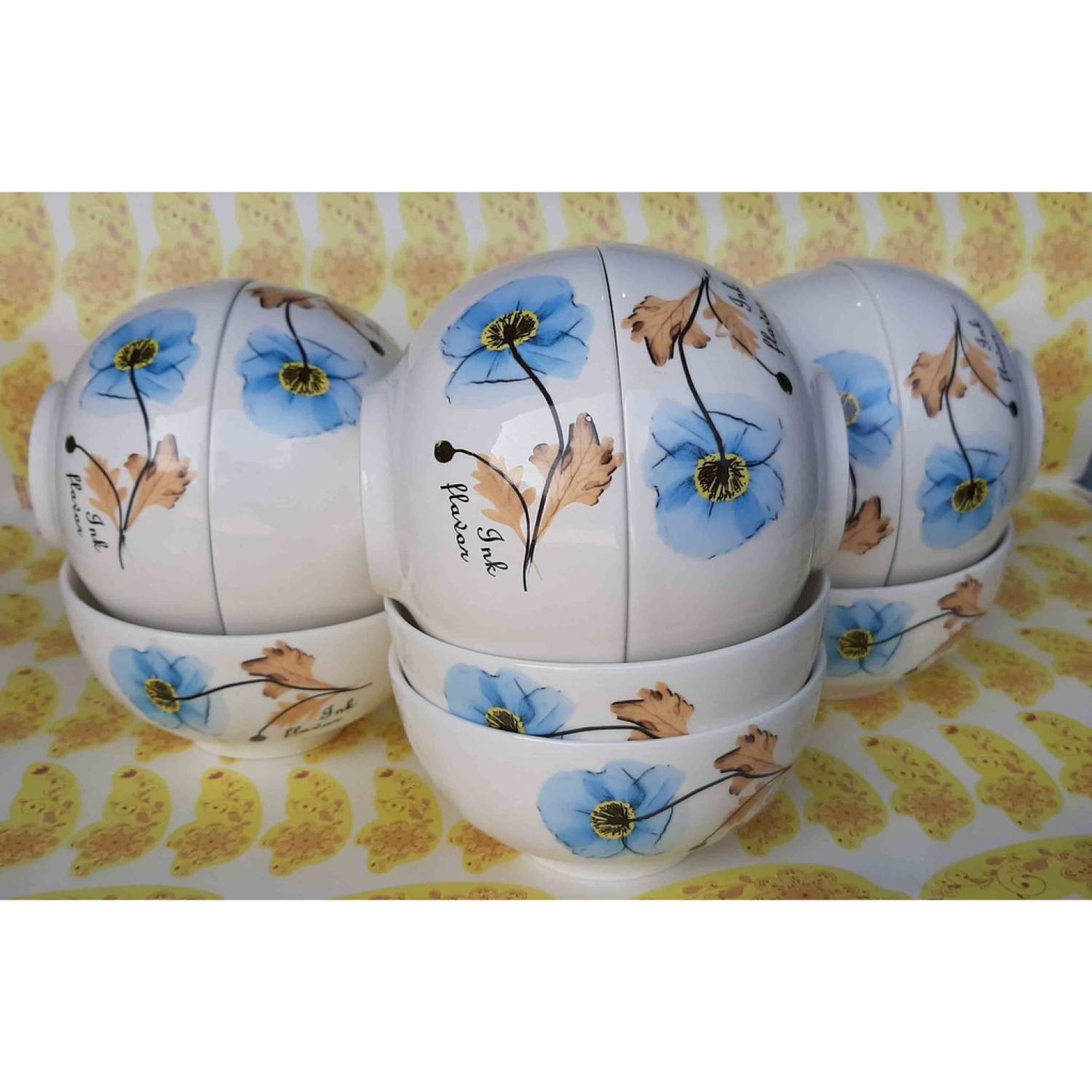Bộ 08 cái Bát Cơm (chén cơm), Hoa Bèo, đường kính 11cm
