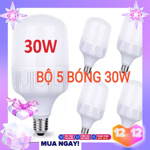 Bộ 5 bóng đèn led 30w ánh sáng trắng -  Siêu sáng - Siêu tiết kiệm -Thay thế đèn huỳnh quang,đèn compact- Bảo hành 12 tháng