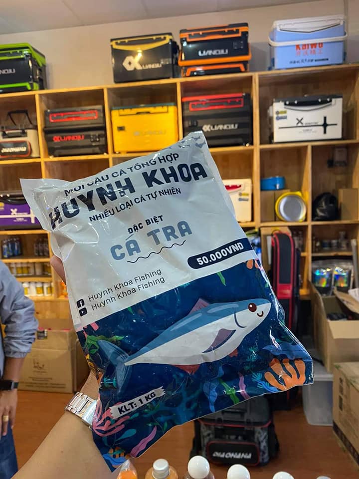 [TẶNG KÈM CHÙM NHO 4 LƯỠI] 1KG MỒI CÂU CÁ TRA HUỲNH KHOA