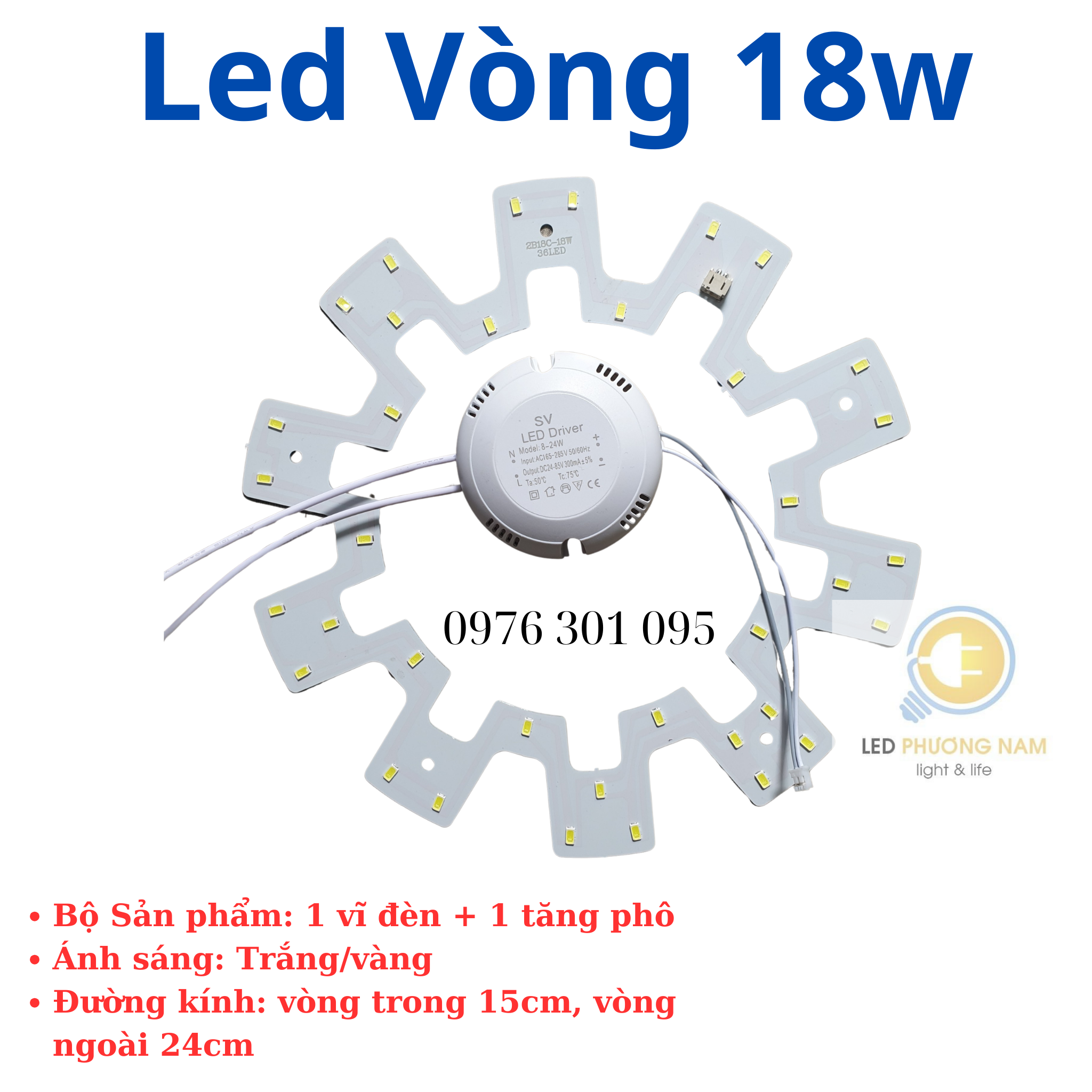 Led Vòng Siêu Sáng 12w - 18w - 24w (Trắng - Vàng)