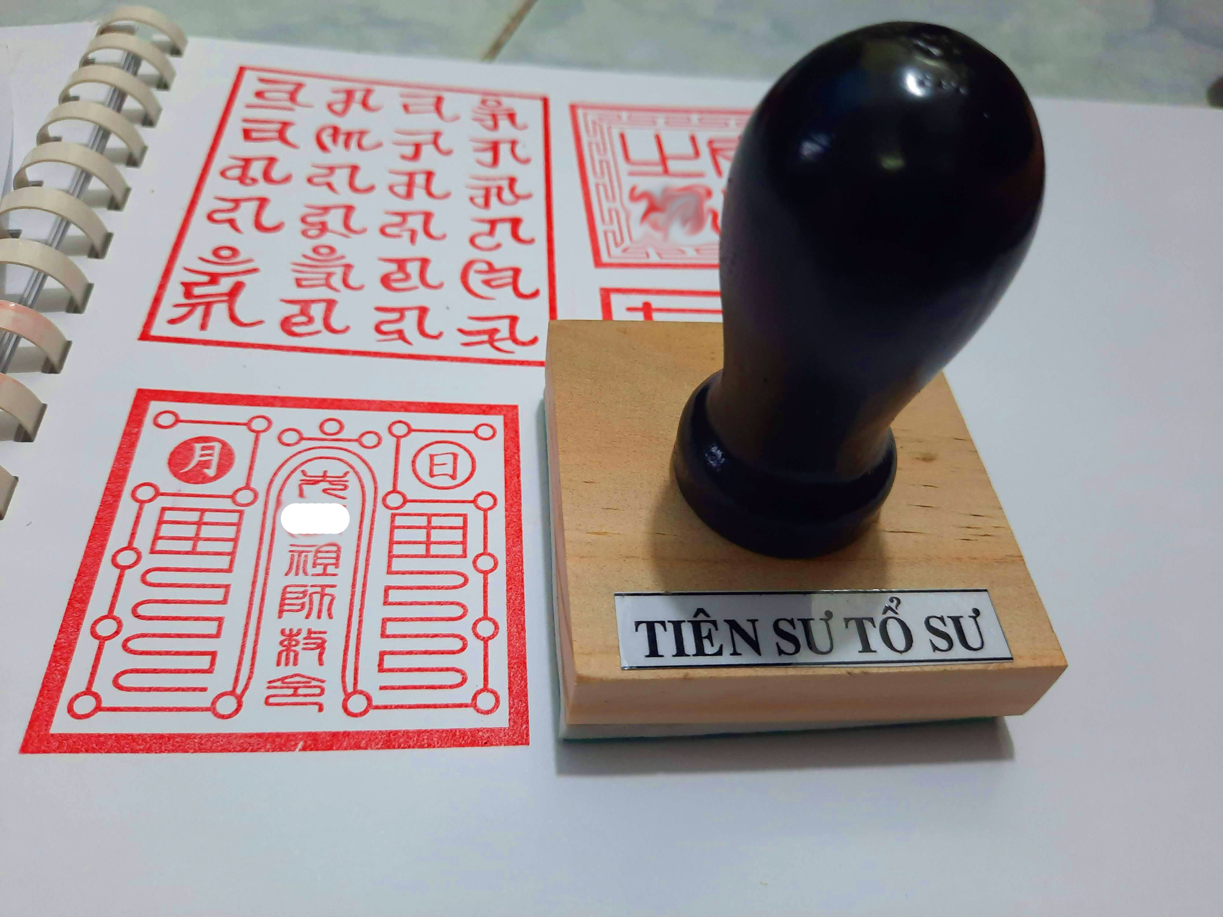 Con dấu Tiên Sư Tổ Sư Ấn 6 x 6cm cao su nhập khẩu gỗ DIY siêu bền sắc nét không bao gồm hộp mực