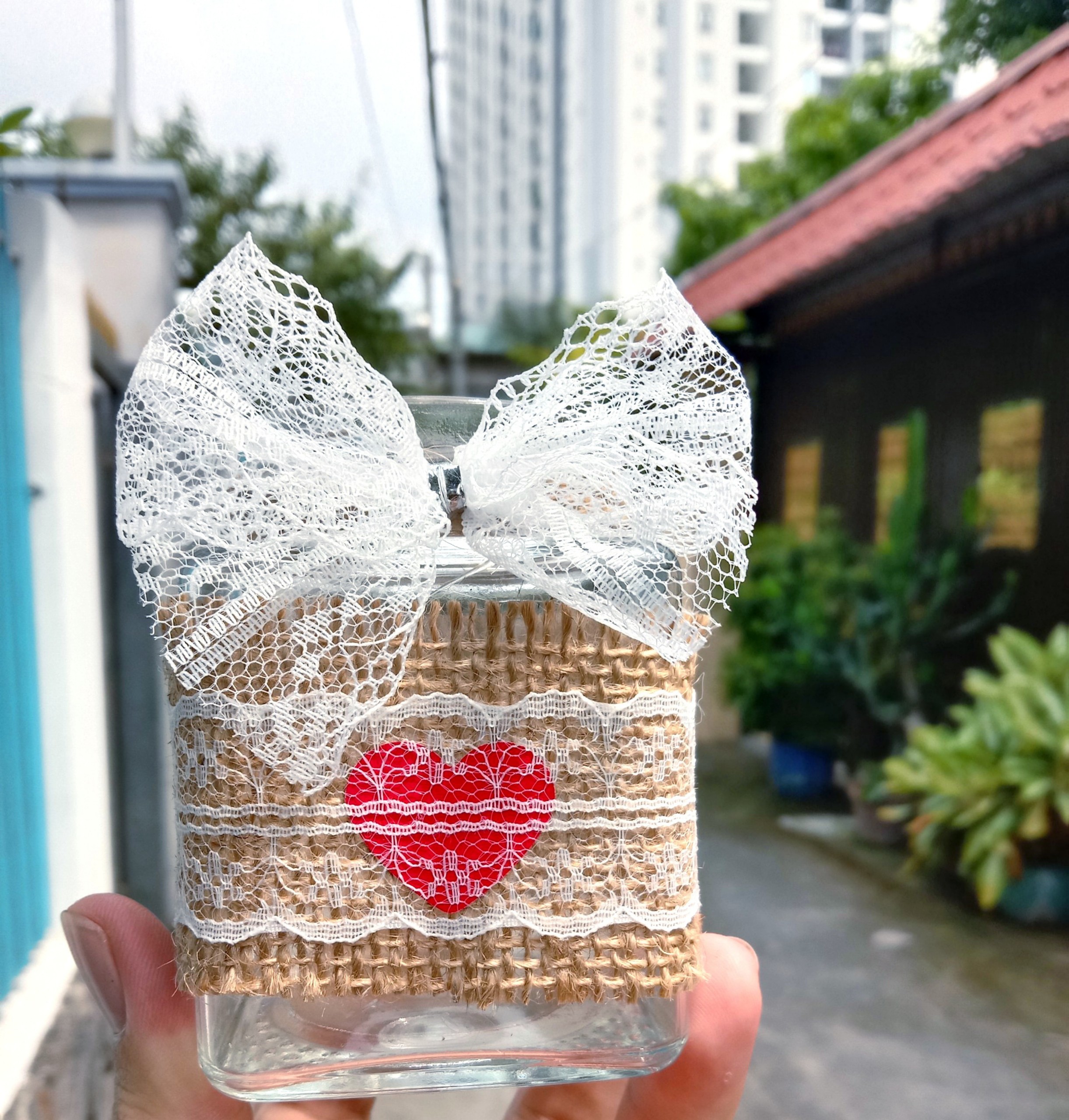lọ hoa vuông decor mini, cắm hoa khô