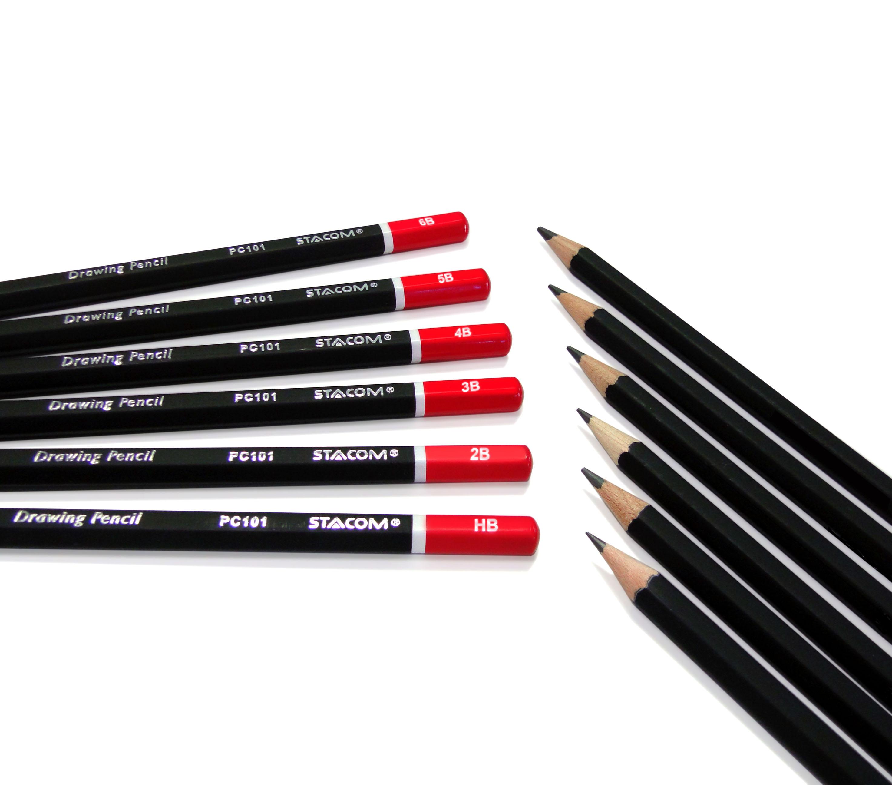 Bút chì kỹ thuật Stacom 2B/3B/4B/5B/6B/HB PC101 ( Hộp 12 chiếc )