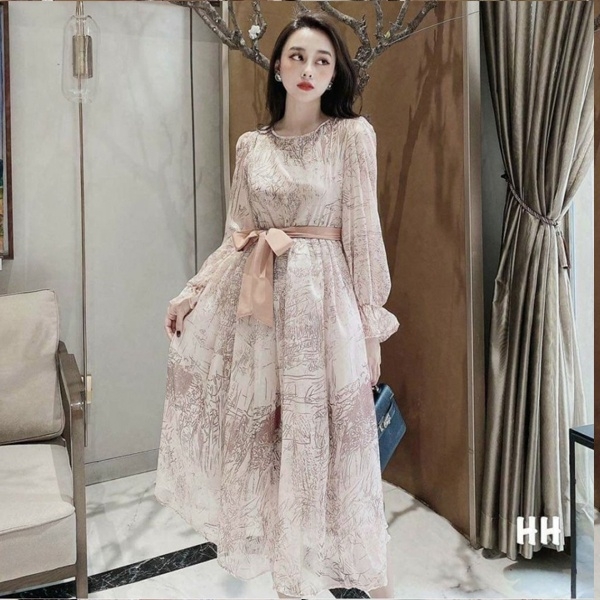 váy bầu, đầm bầu chấm bi voan xinh xắn ( ảnh thật )