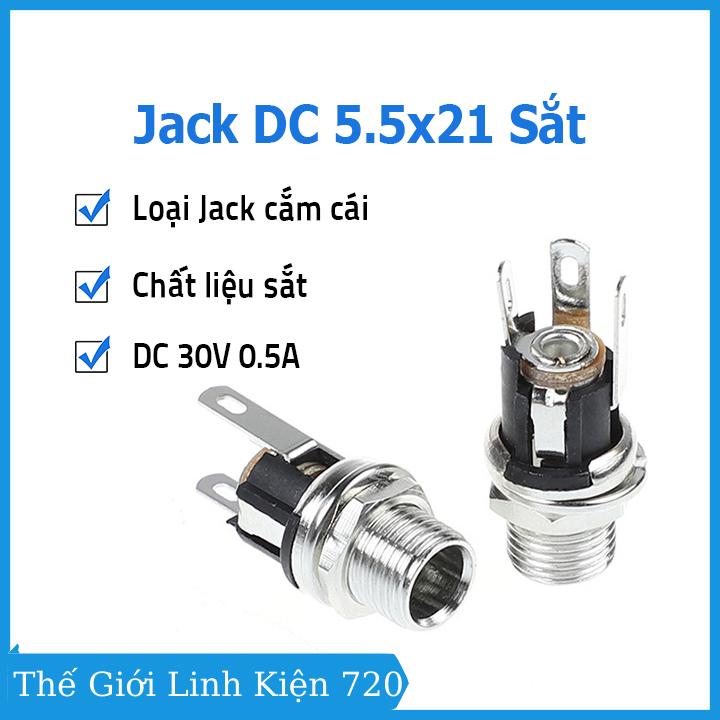 Jack dc sắt loại 5.5x2.1mm mới