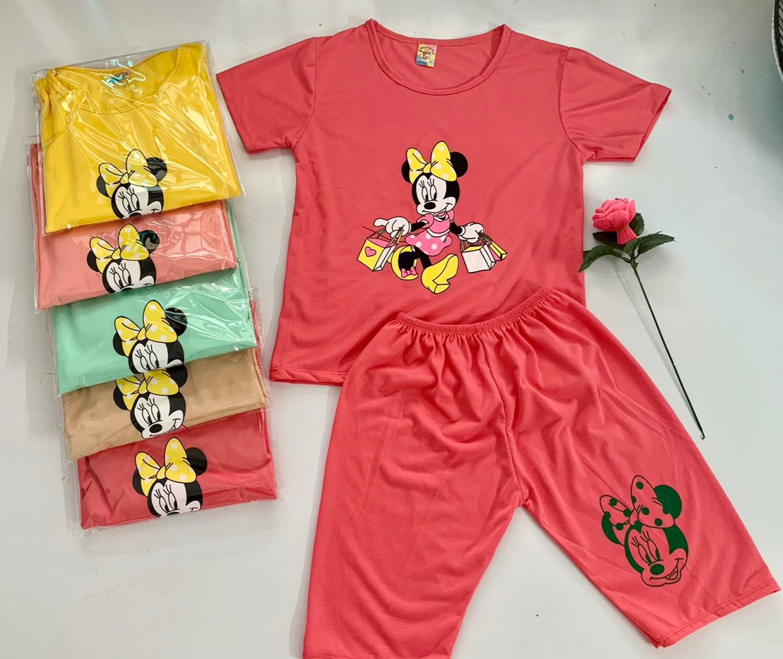Bộ Thun Cotton Tay Ngắn Quần lửng Bé (16-24kg) (giao màu ngẫu nhiên)