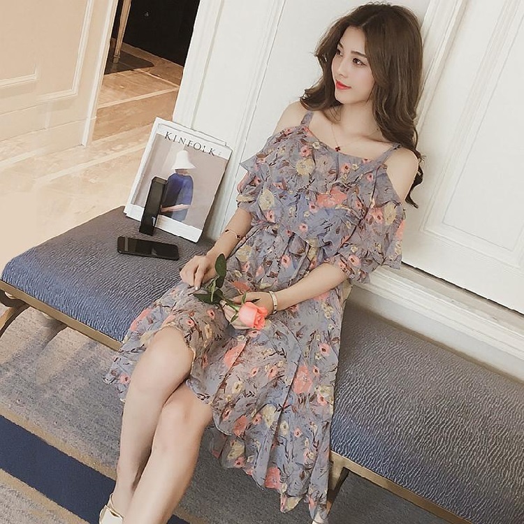 Đầm maxi 2 dây phối hoa cao cấp Da102
