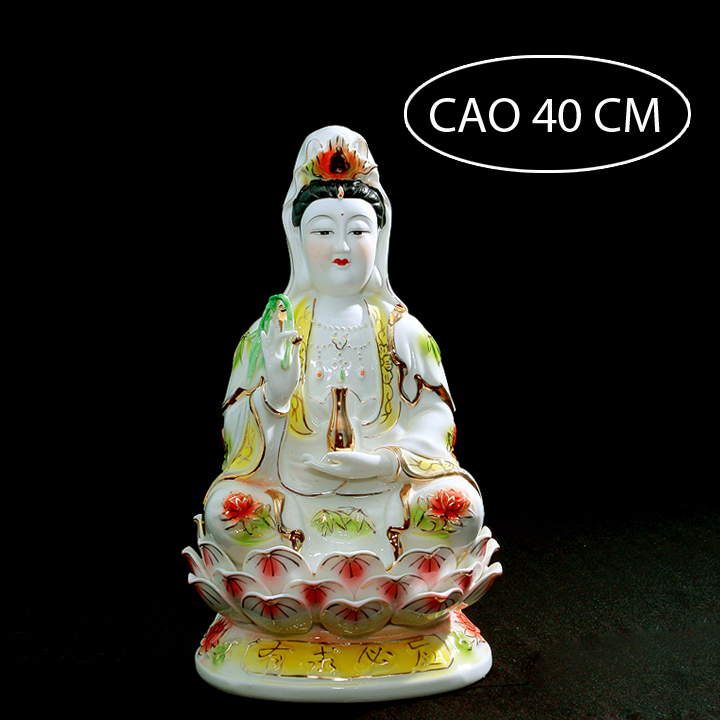 Tượng phật quan âm ngũ sắc men sứ cao cấp
