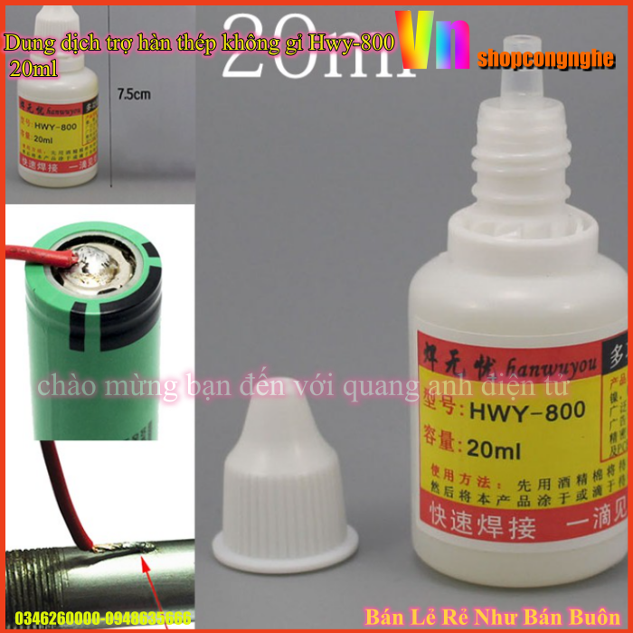 [Ảnh thật] Dung dịch trợ hàn thép không gỉ Hwy-800 20ml