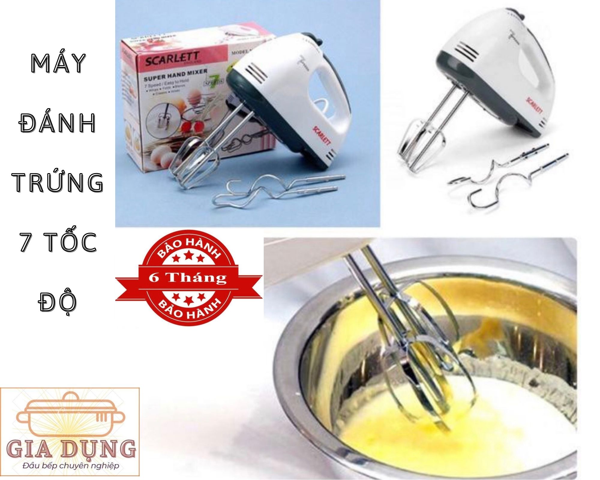 Máy đánh trứng 7 tốc độ công suất 260w-BẢO HÀNH 6 THÁNG