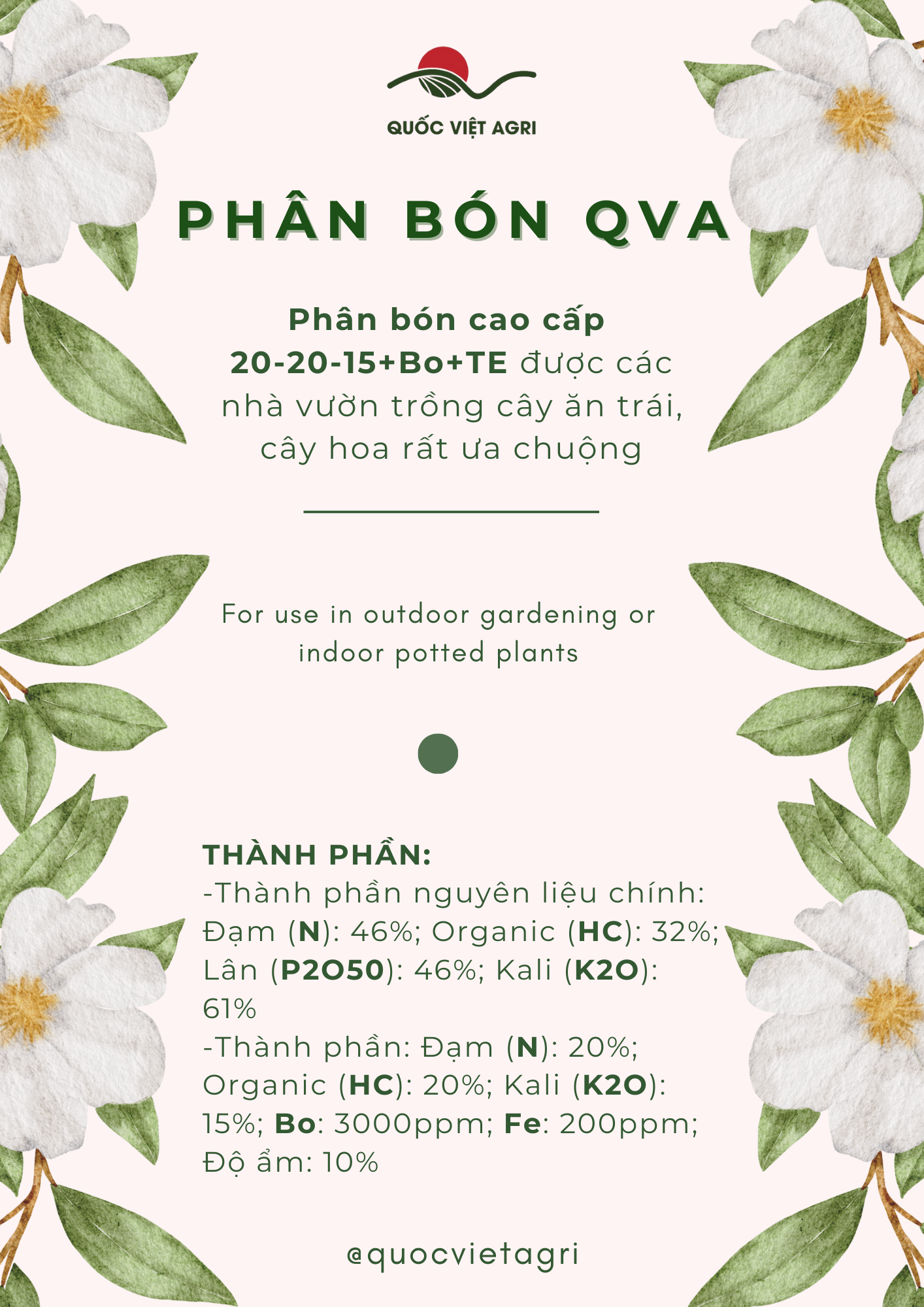 PHÂN BÓN CAO CẤP 20-20-15+Bo+TE (500g-3kg)