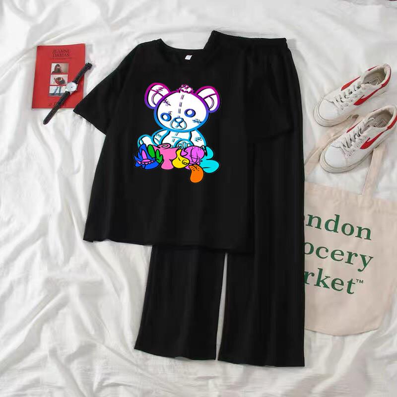 sét áo phông gấu màu ngồi Cổ tròn chất Cotton