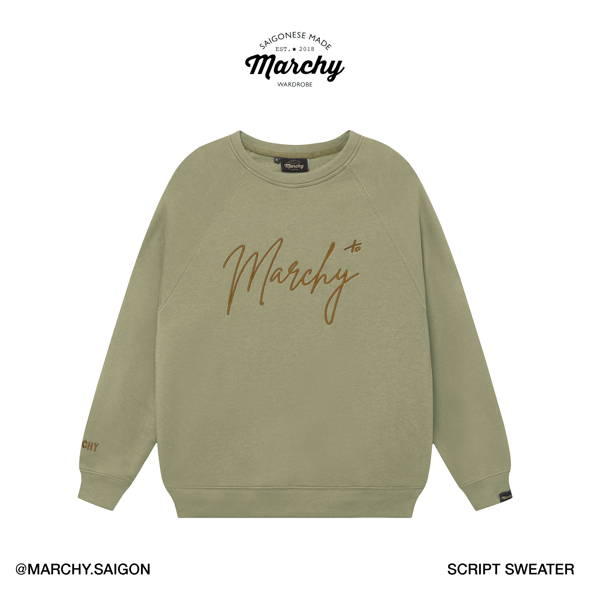 MARCHY - Script Sweater - Áo tay dài dành cho nam nữ - Áo giữ ấm thời trang, phong cách trẻ trung
