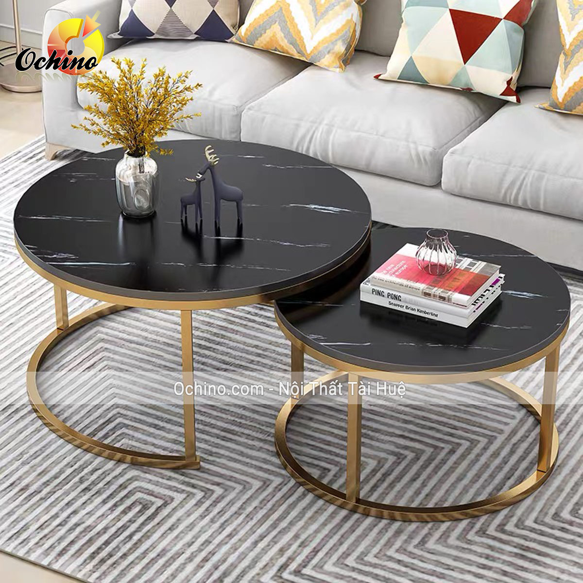 (FREE SHIP) Bàn Trà Đôi mặt đá cao cấp để Sofa Phòng Khách và Quán ( Hàng có sẵn)