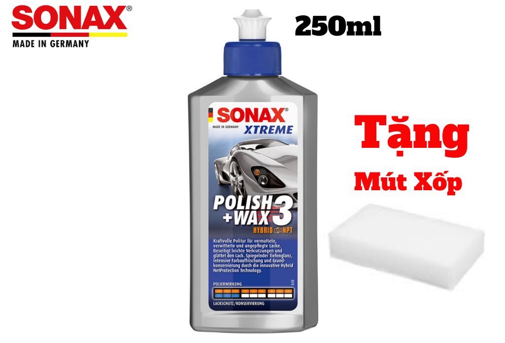 Dung Dịch Xóa Xước Đánh Bóng Sơn Sonax Wax 3 202100 250ml Tặng Mút