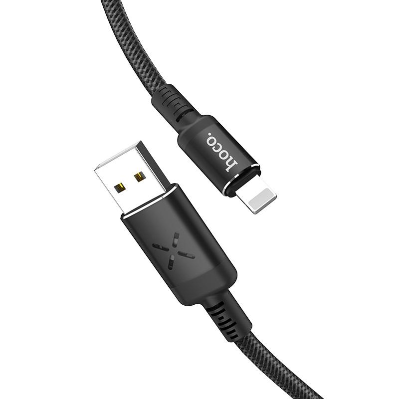 Cáp sạc nhanh Lightning Hoco U63 cho iPhone/iPad (có đèn LED phát sáng khi sạc, sạc nhanh 2.4A Max)