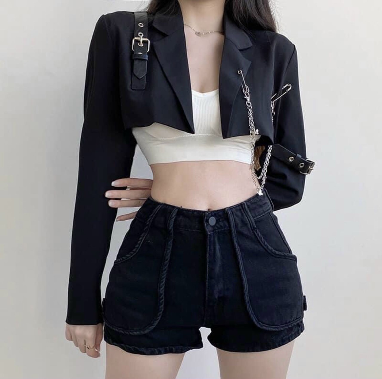 ÁO Vest Croptop Phối Xích