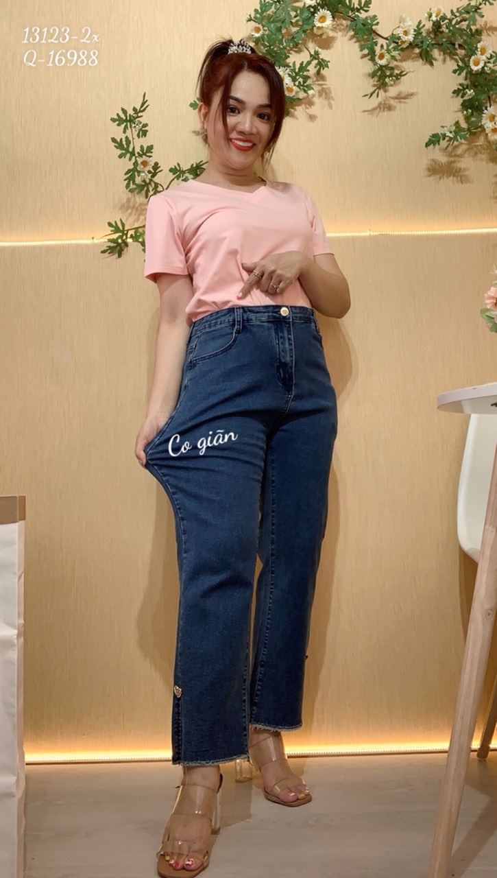 Quần Jean BIGSIZE Lai Xẻ lưng cao 16988