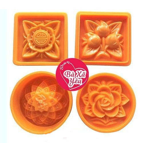 Bộ 4 khuôn làm bánh trung thu , ép xôi 3d _ 150g