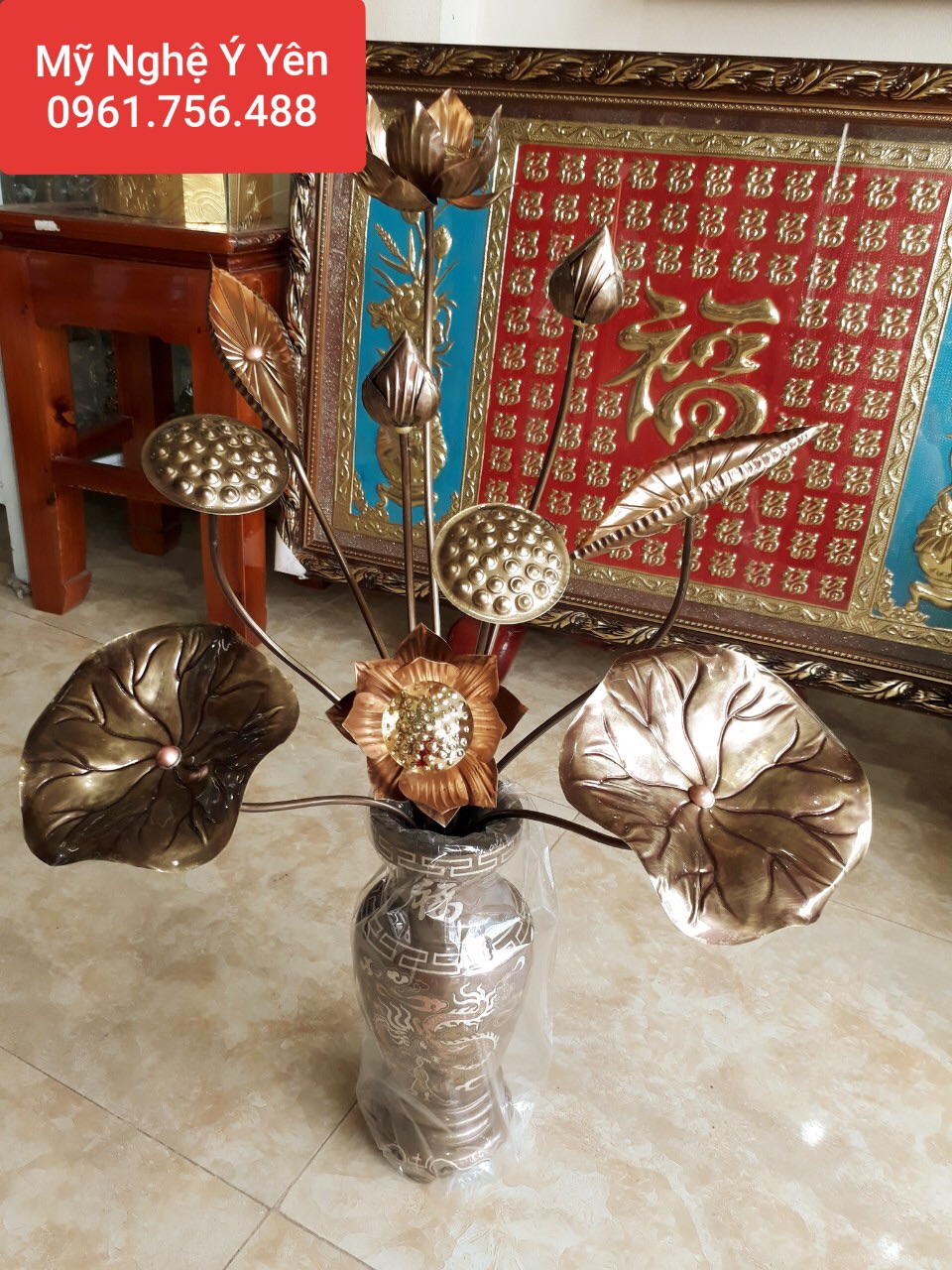 Bó hoa sen đồng giả cổ 10 cành kiểu