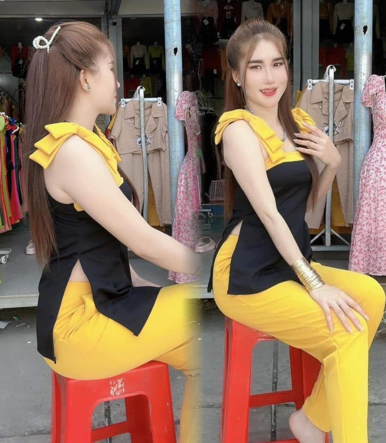 SÉT BỘ THUN CÁT HÀN PHÔI NƠ DỄ THƯƠNG.TCH01