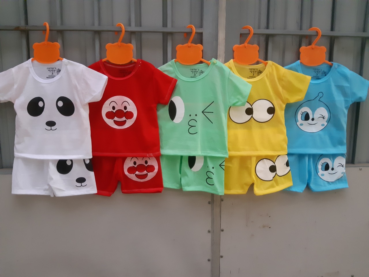 SÉT 5  BỘ COTTON  CỘC TAY CHÚ HỀ (TẶNG VÒNG DÂU TẰM CHO BÉ )