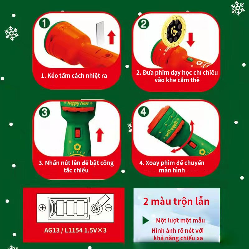 Đèn pin chiếu hình Noel cho bé