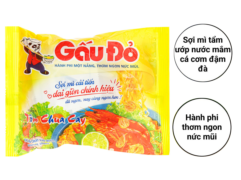 Thùng 30 gói mì Gấu Đỏ tôm chua cay 63g