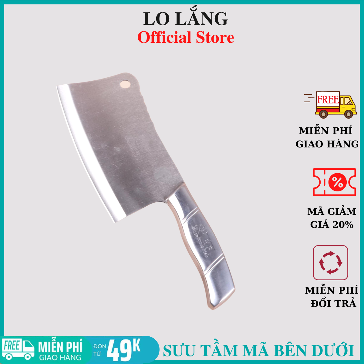 [BẢO HÀNH 1 ĐỔI 1] Dao đại chặt xương cán inox không gỉ cao cấp siêu bền