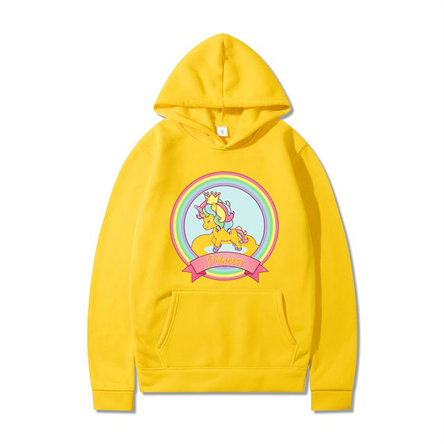 Áo Hoodie Nữ Thu Đông Mũ Túi Chất Nỉ Tàu In 3D Ngựa Cầu Vồng Uni Mặc Đi Chơi Đi Học