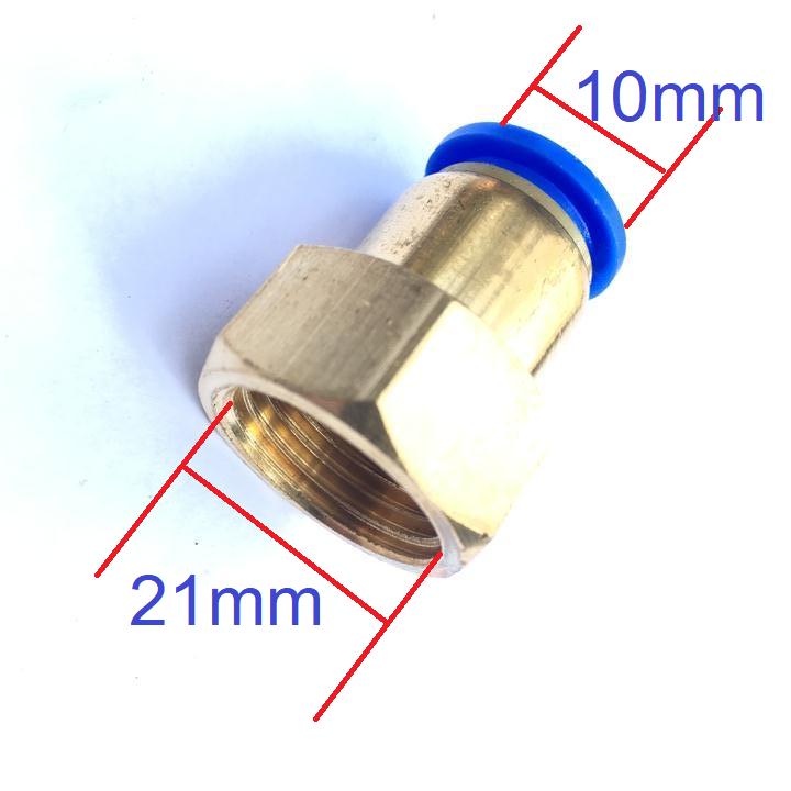 Đầu nối đồng ren trong 21mm nối ống phun sương 10mm.