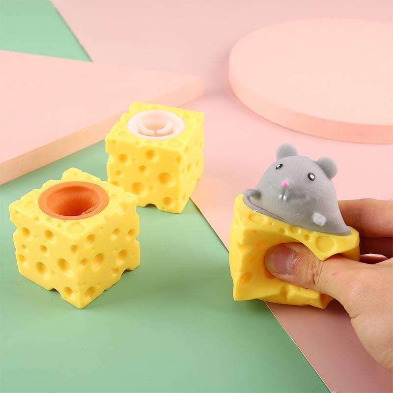 Đồ chơi squishy bóp phô mai chuột siêu dễ thương 4cm