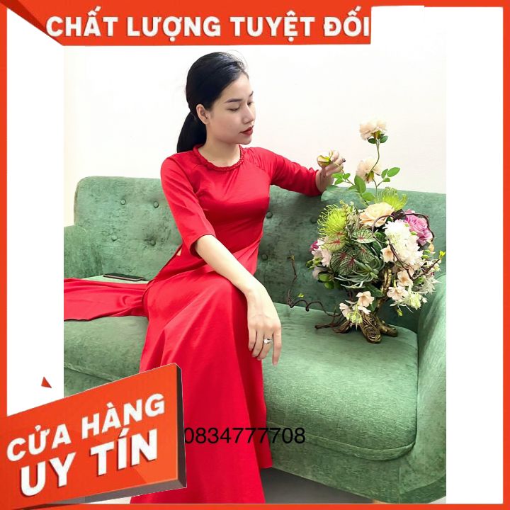 Áo Dài Lụa Tây Thi Cao Cấp Cổ Tròn Tết