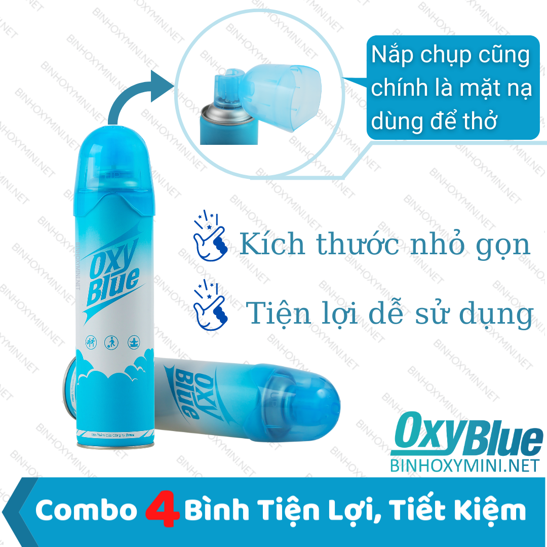 Combo 4 Bình Oxy Mini Cầm Tay Chứa Oxy Tinh Khiết 98%