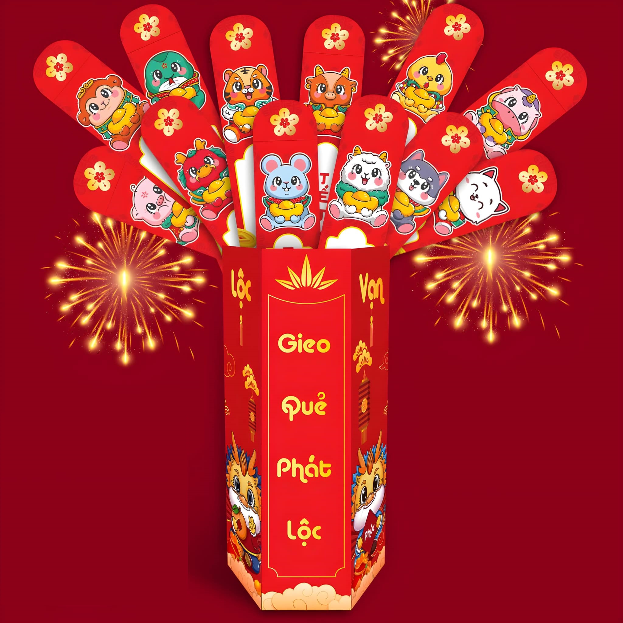 Sỉ 10 Set bao lì xì lixi gieo quẻ 2024- kem túi kiếng từng set