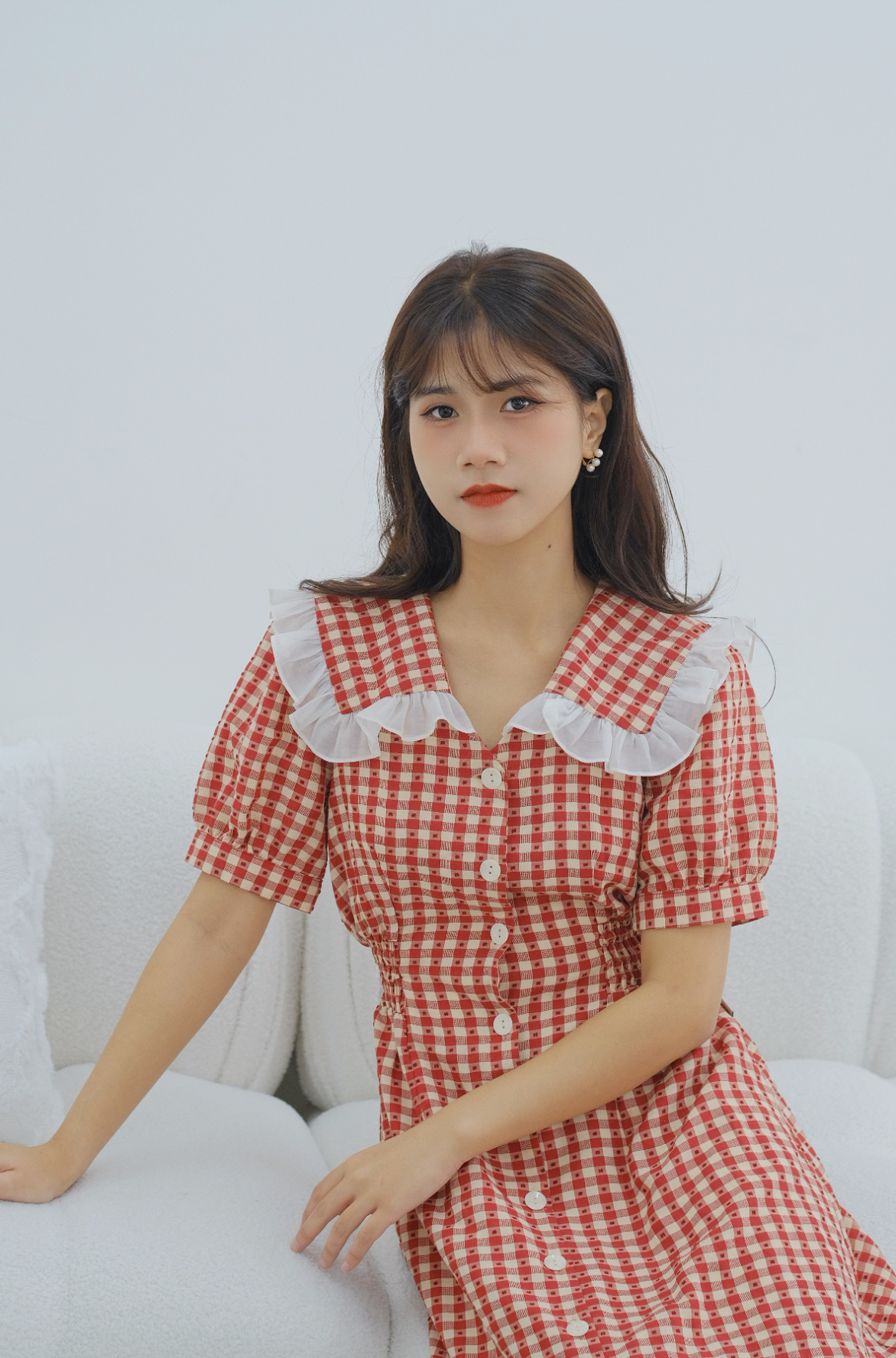 Váy cổ viền bèo chun eo  TIINSTORE  VHN653