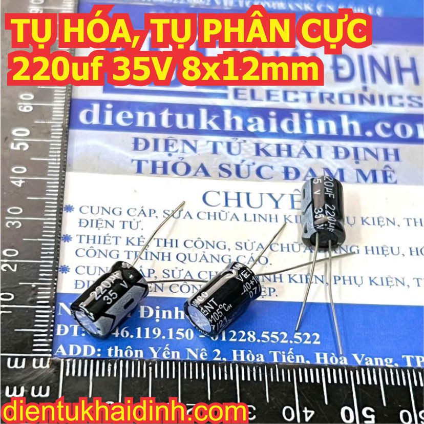 50 con TỤ HÓA TỤ PHÂN CỰC chân dài 220uf 16V 25V 35V 50V 63V 100V KDE1802