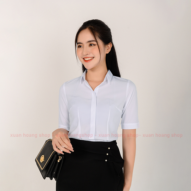 Áo Sơ Mi Trắng Nữ Công Sở Đẹp Mc Fashion, Tay Cộc, Dài, Lửng, Lỡ, Size Đủ, Chất Vải Mát, Co Giãn Nhẹ, A0074