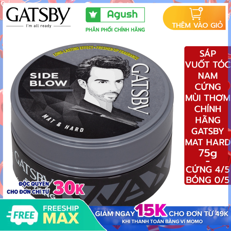 Sáp vuốt tóc nam cứng thơm Gatsby chính hãng Styling Wax Mat & Hard giá rẻ giữ nếp tạo kiểu Side Blow 75g không bóng vuốt tóc ngắn khô không bết dính dạng sáp mềm gốc nước dễ rửa sạch hương hoa quả giá rẻ