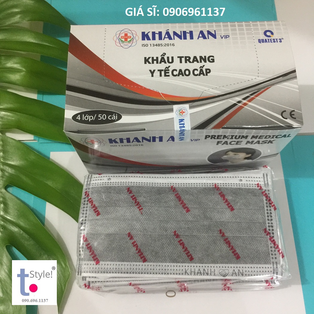 Hộp 50 cái khẩu trang y tế Khánh An Loại 1 - 4 lớp vải SMS lọc kháng khuẩn ISO 13485:2016 - nhiều màu