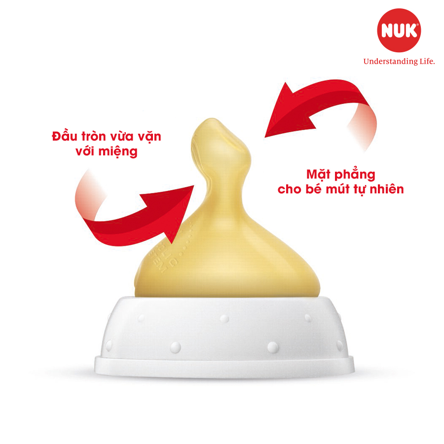 Bộ 2 Núm ty thay bình sữa NUK Premium Choice Cao Su Cổ Rộng - 2 cái/vỹ - num ti binh sua num vu thay binh sua co rong