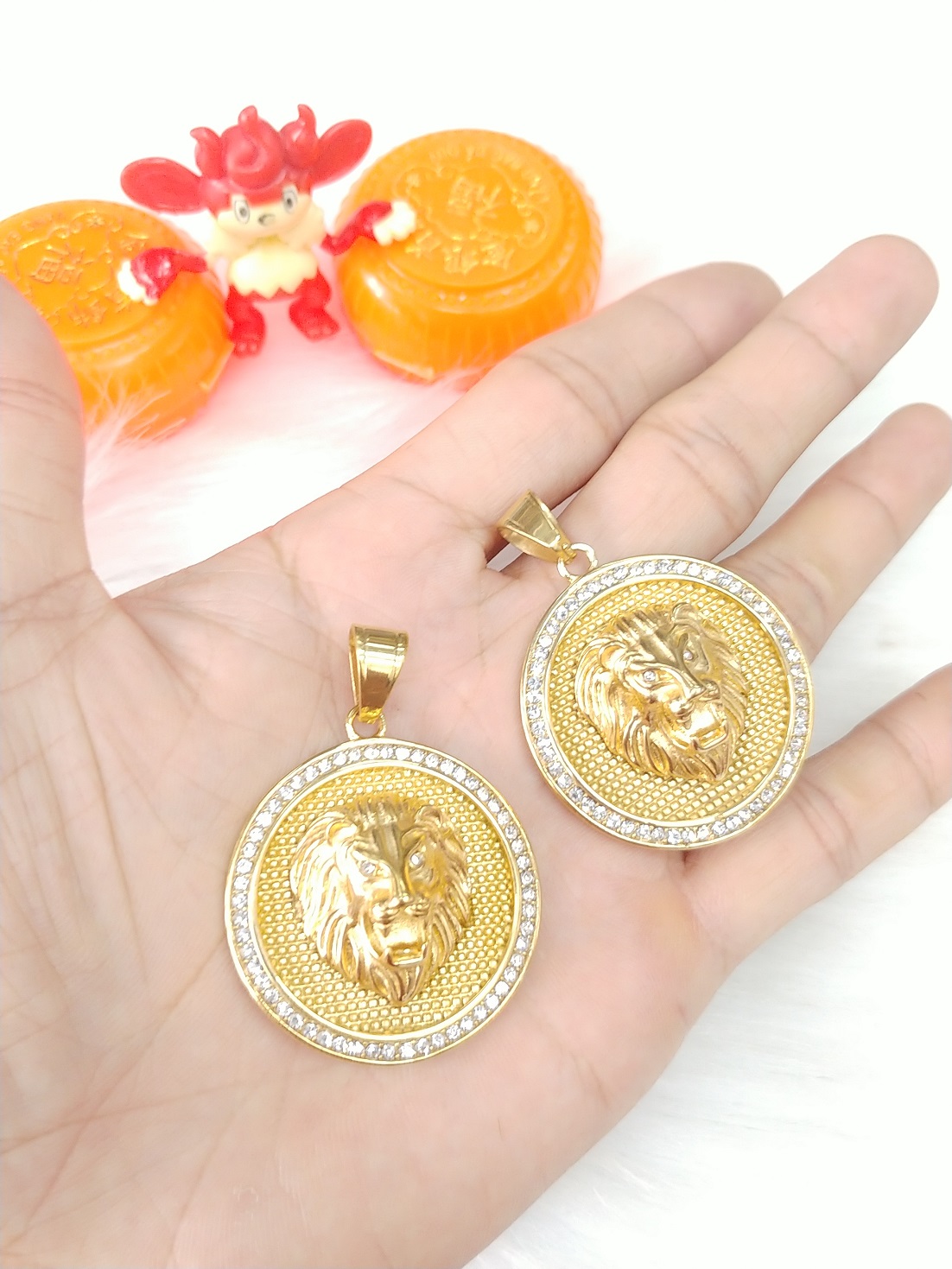 (Hàng nano- không phai màu) Mặt Dây Chuyền Sư Tử Đá Titanium Mặt Tượng Cao Cấp-Dùng lâu dài tắm rửa không đen