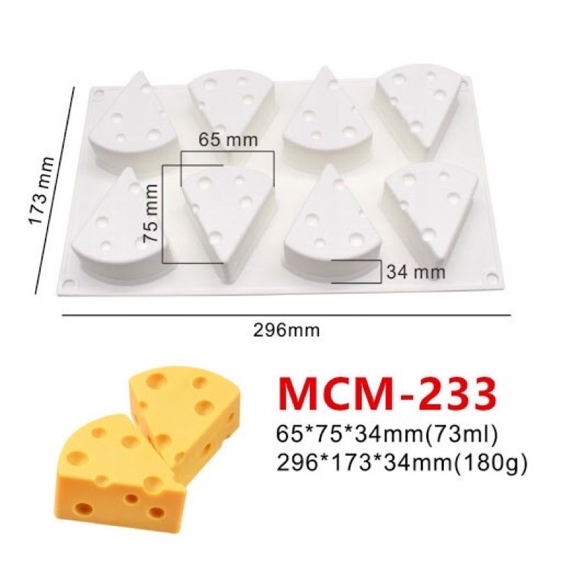 Khuôn Silicon Hình Miếng Phô Mai - 8 Miếng
