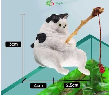 Mô hình mèo câu cá mini trang trí bể cá cảnh, bể thủy sinh