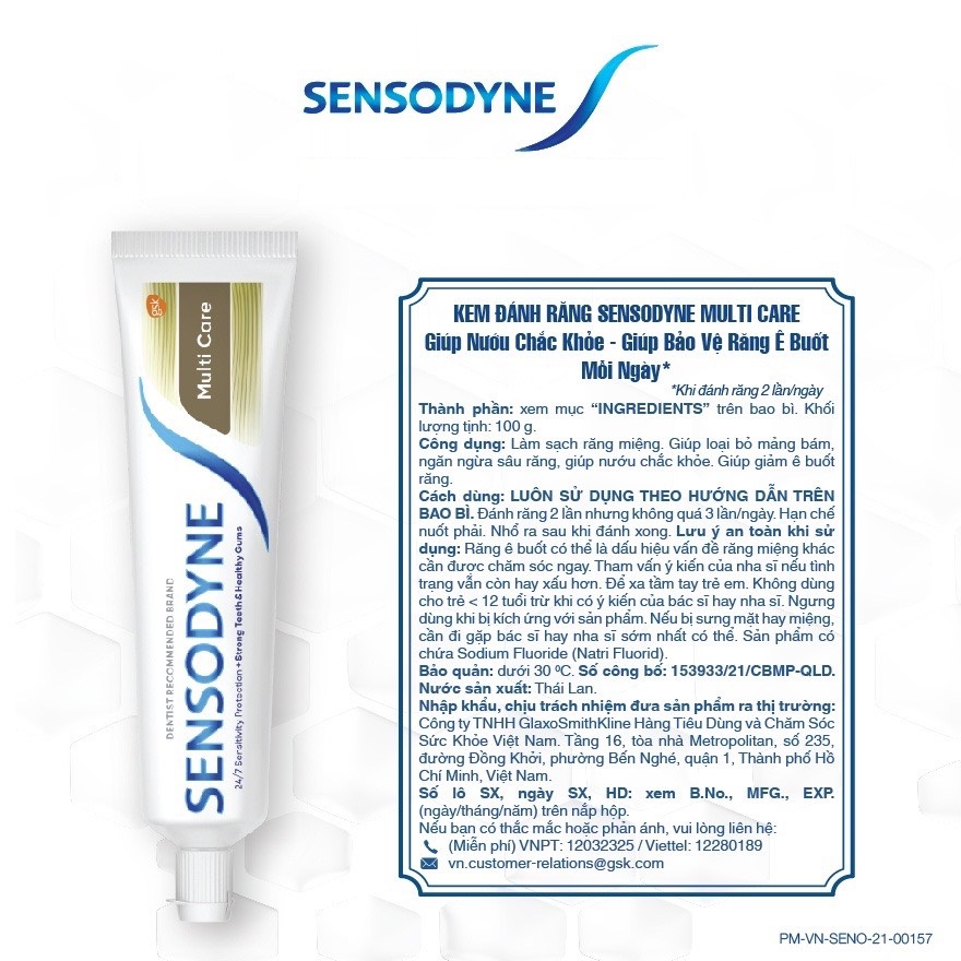 [HCM]Kem đánh răng Sensodyne Multi Care 100g