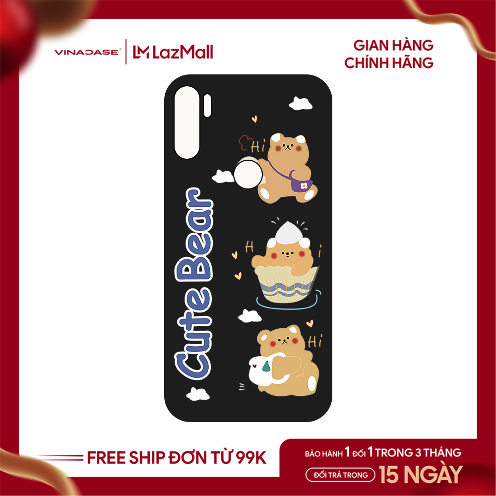 Ốp lưng Vina Case Vsmart Joy 3/Active 3/Live/Star 3/Joy 4/Live TPU đen in hình Cute Bear