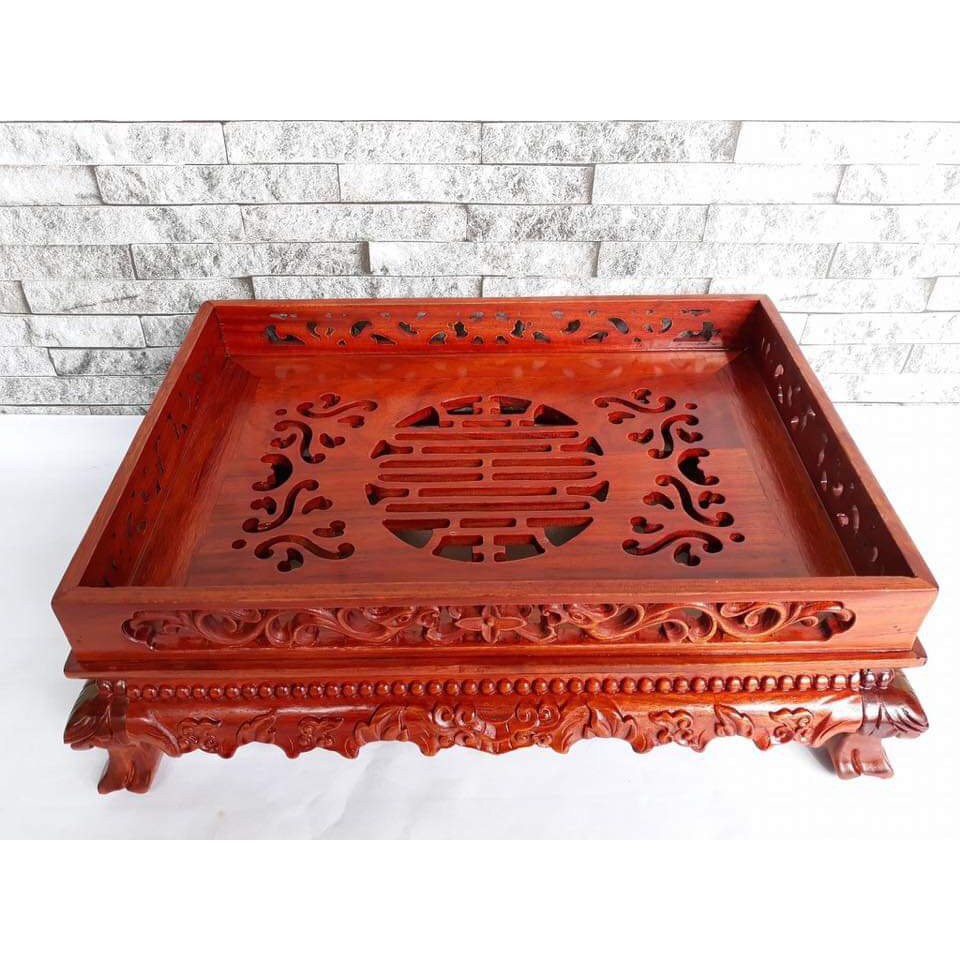 KHAY TRÀ CHÂN QUỲ BẰNG GỖ HƯƠNG CAO CẤP HÀNG PU-TẶNG 1 KHAY INOXX HỨNG NƯỚC